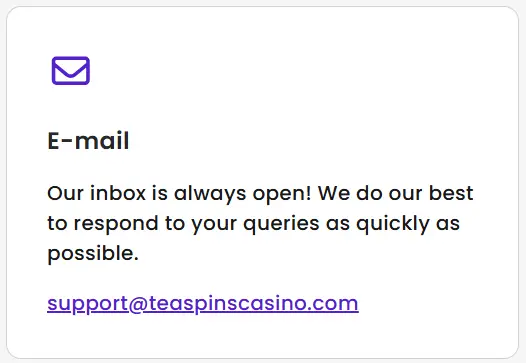 Tea Spins Support E-Mail